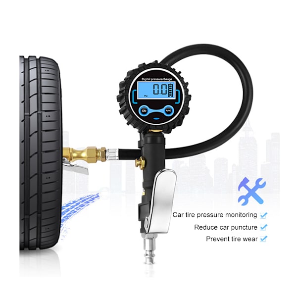 Kädessä pidettävä automaattinen renkaantäyttömittari TPMS-rengaspainemittari suuttimella