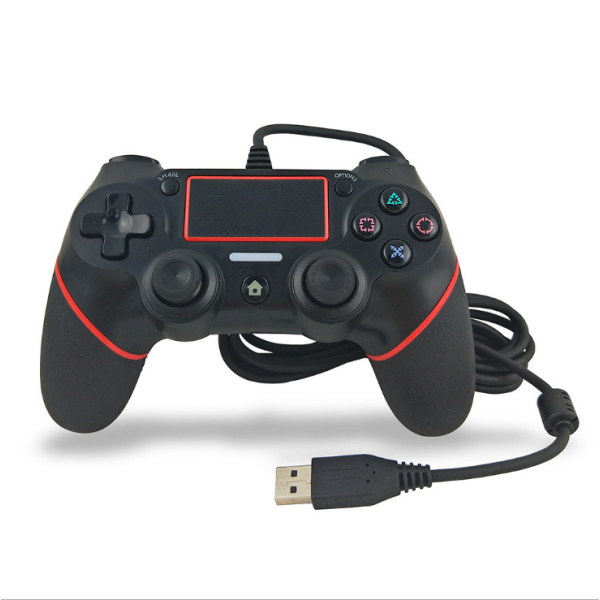 BE-PS4-kontroll PS4-kabelspelskontroll Ny lösning Svart Röd