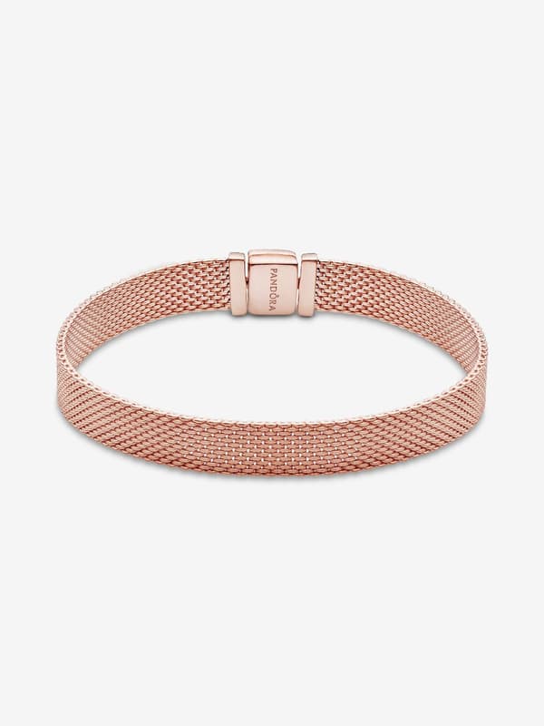 Pandora P Reflexions™ Mesh-rannekoru 14k ruusukullattu 6.3in/16cm