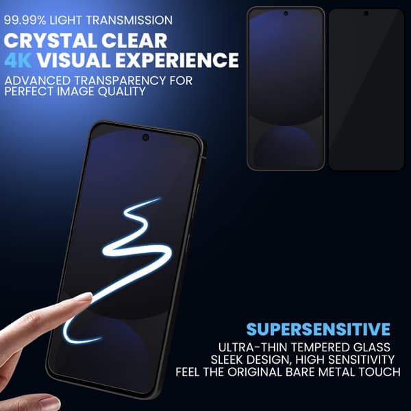 【BEMS】2-Pack Compatible with Samsung S24 FE Privacy Screen Protector - Tempered Glass 9H - Super Quality 3D