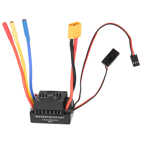 60A Vandtæt Børsteløs ESC Elektrisk Hastighedskontrol til SCX10 1/10 RC Bil ModelXT60