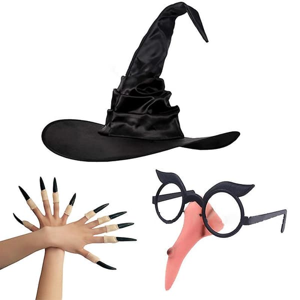 Heksenæse Halloween Heksekostume Cosplay Tilbehørssæt BLACK