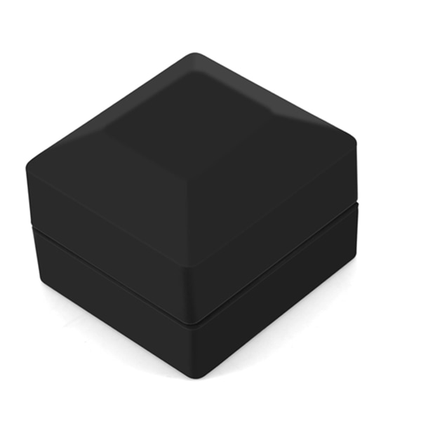 Fasjonable LED-opplyste Ring Oppbevaringsboks Smykker Display Case Gift Black-+