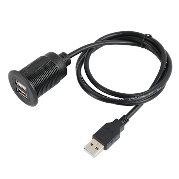 Dobbel USB 2.0 Hann til USB 2.0 Hunn Vanntett Plug and Play Bilmontering Innfelt Kabel USB Dash Panel Monteringskabel for Bil