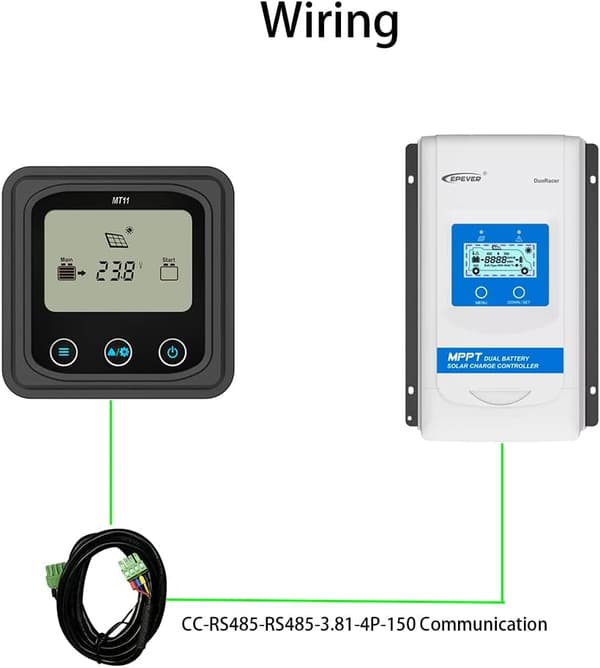 MT11 fjernmåler LCD-skærm fjernmåler til DuoRacer Series Solar Charge Controller