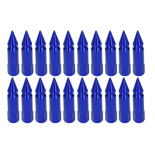 20st Universal M12x1,5 Racing hjul Fälgar Luggmuttrar 90mm Aluminiumlegering Spiked Mutters med Sockel KeyBlue