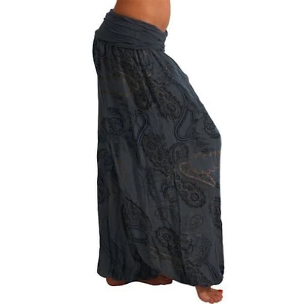 Boho løse yogabukser til kvinder mørkegrå Dark Grey M