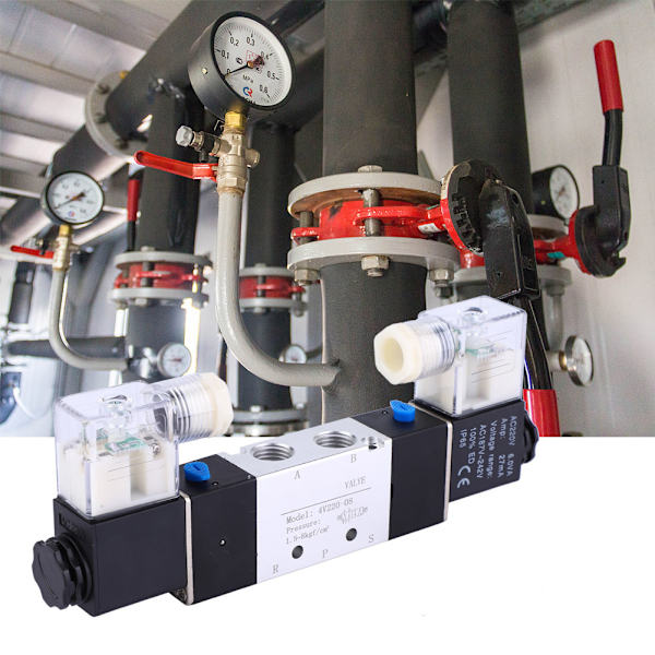 4V220-08 1/4\" Inlopp/Utlopp 1/8\" Avgas Pneumatisk Solenoidluftventil 2 Positioner 5 Vägar (AC220V)