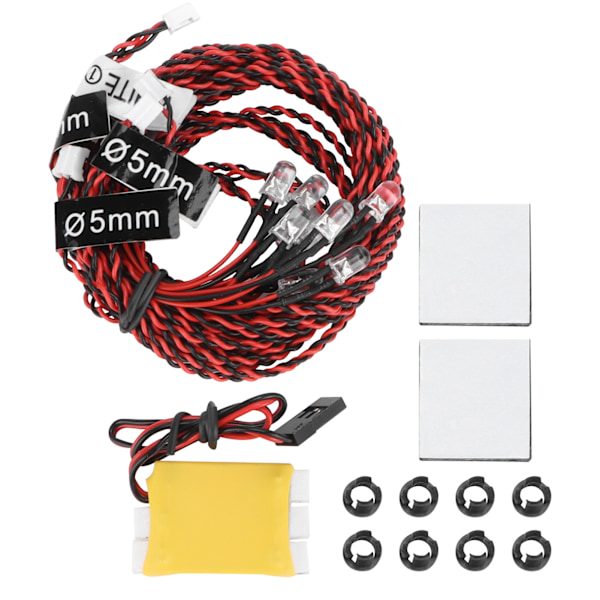 8 kpl RC LED-vilkkuvalot yölentoon LED-valopaketti RC-lentokoneille