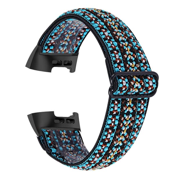 【BEMS】Fitbit Charge 4 / 3 elastisk nylonrem med mønster - Grøn Stribe Grön green
