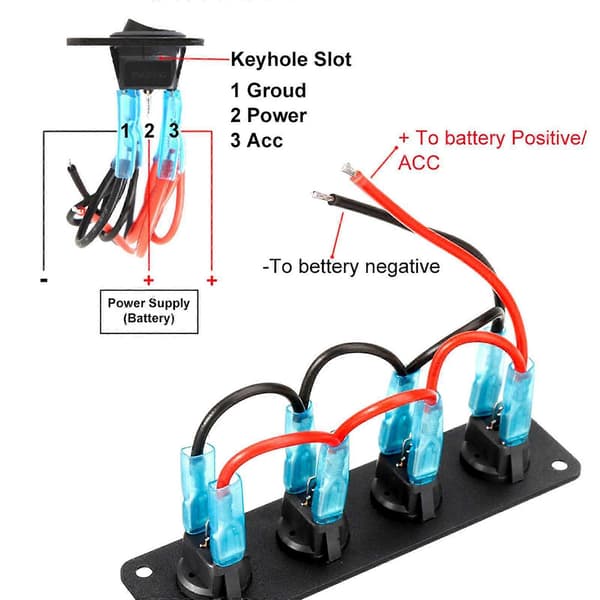 Vippebryterpanel Vippebryterknapp Bryterpanel med 4 skruer B