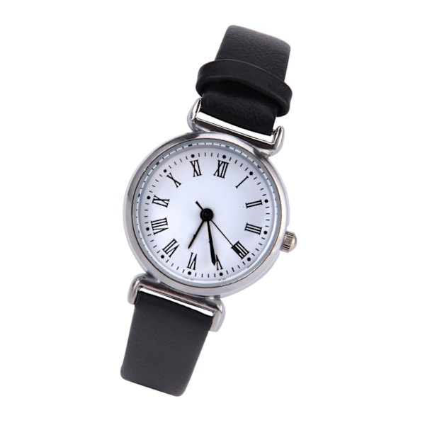 Exklusiv Liten Enkel Mode Kvinna Klocka Retro Läder Mini Armbandsur (Svart)