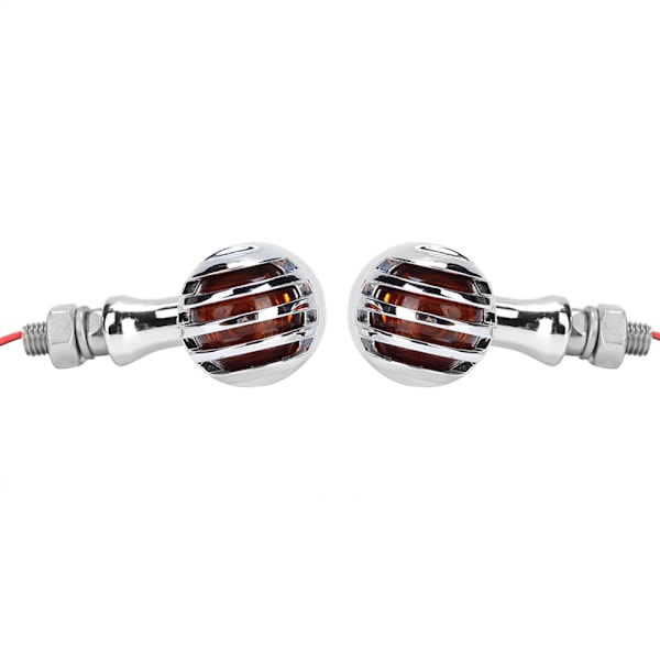 1 par Retro Style Universal Blinklys Lampe Motorsykkel Modifikasjonstilbehør Sølv