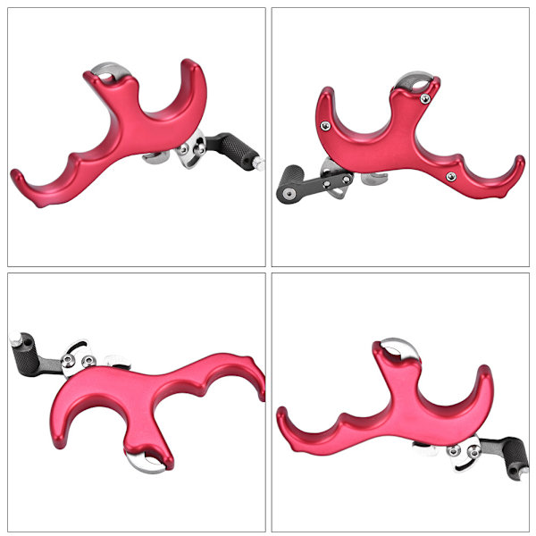 Bueskydningsudløsningshjælpemidler 3-fingers greb Tommel Caliper Trigger til Compound Bow Tilbehør (Rød)