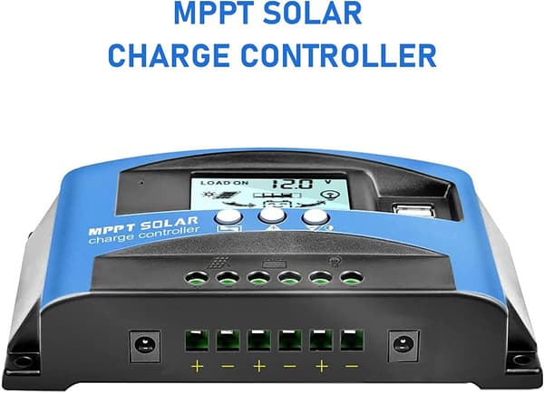 100A 12V 24V Automatisk Solcelleladeregulator, 100A Solpanelregulator med 5V Dobbelte USB-porte og LCD-skærm til Bly- og Lithiumbatterier