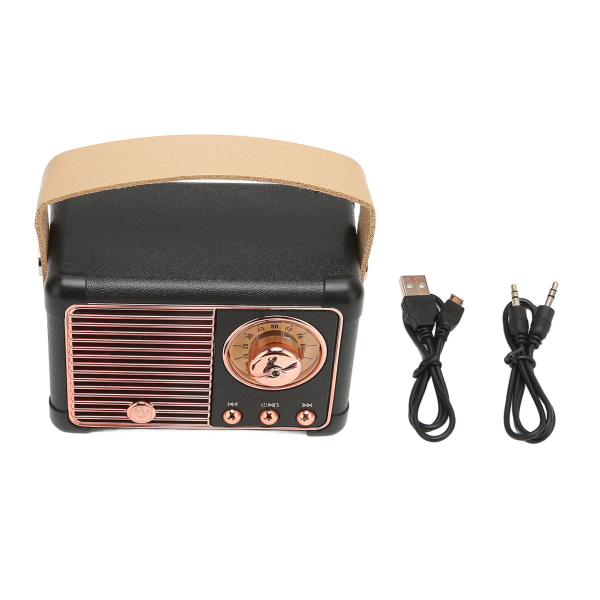 Retro Bluetooth -högtalare HiFi Stereo Snabb överföring Låg power Bärbar vintage högtalare för hemma utomhus Svart ++