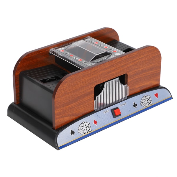 TIMH Wood Card Shuffler automatisk batteridrevet spillekortshuffler-maskin for 2-dekks poker