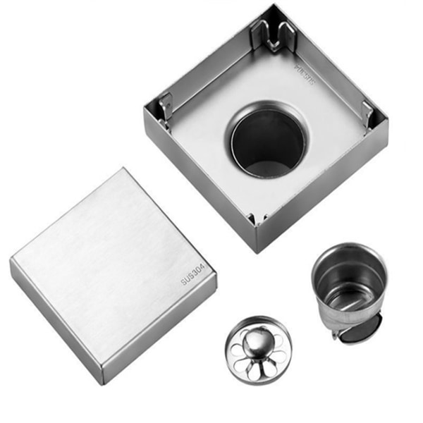 BEMS Square Shower Floor Drain with Filter Screen Stainless Steel Deodorant Floor Drain for Bathroom Concealed Floor Drain