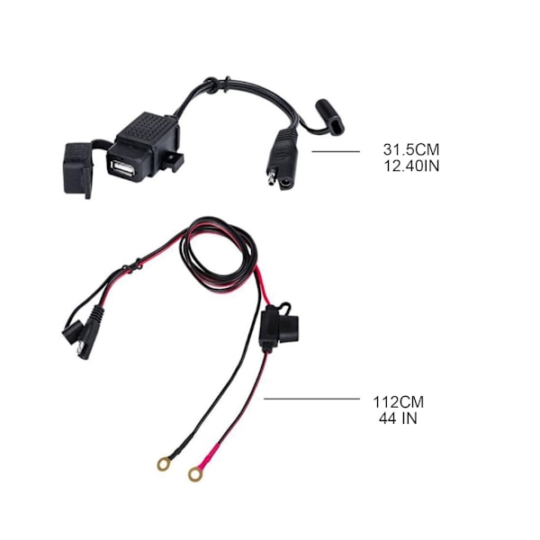 【BEMS】Motorcycle Waterproof SAE to USB Cable Adapter USB Charger 2.1A Fast Charging