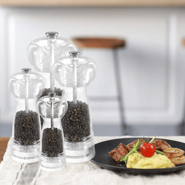 2-pack transparent salt- och pepparkvarn, påfyllningsbar kvarn Kompatibel med köket