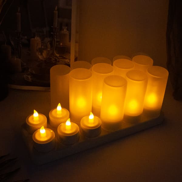 【BEMS】Oppladbare LED-elektriske lys, flammeløse flimrende telys
