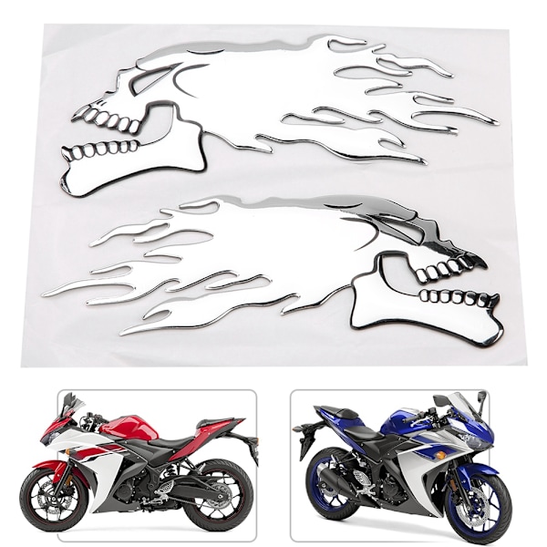 【BEMS】2 Styk 3D Skull Head Auto Motorcykel Bil Decor Decal