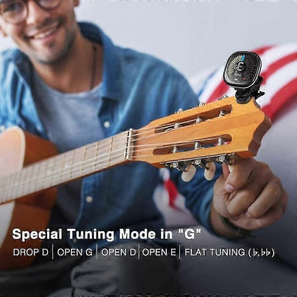 Gitarstemmer, oppladbar clip-on-stemmer digital stemmer ukulele kromatisk