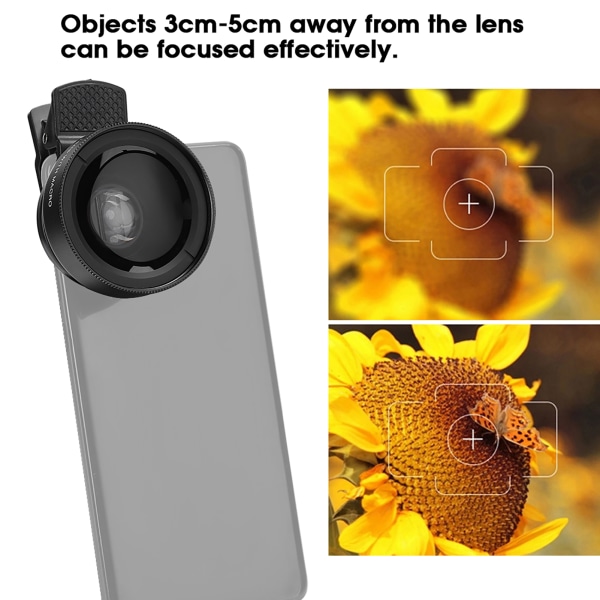 TIMH Clip-on 0,45X vidvinkel 12,5 gånger kamera HD makroobjektiv för smart mobiltelefon