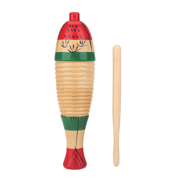 Wooden Colorful Fish Shaped Guiro Musical Percussion Instrument Children Kids Toy