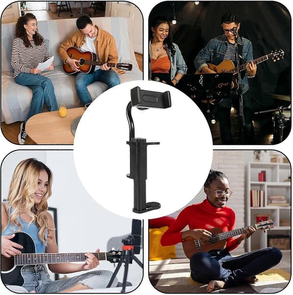 Gitarr Smartphonehållare Gitarrtillbehör Smartphoneklämma Kompatibel med Streaming Inspelning Avkoppling på språng