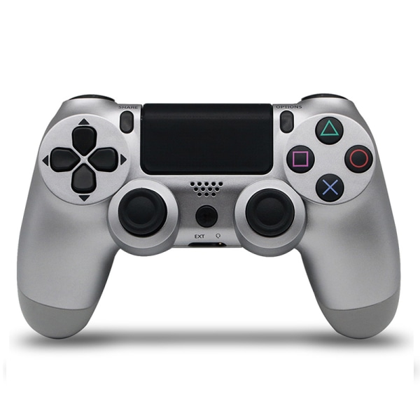 PS4 Seksakset Dual Vibration Bluetooth Wireless Controller Sølv//