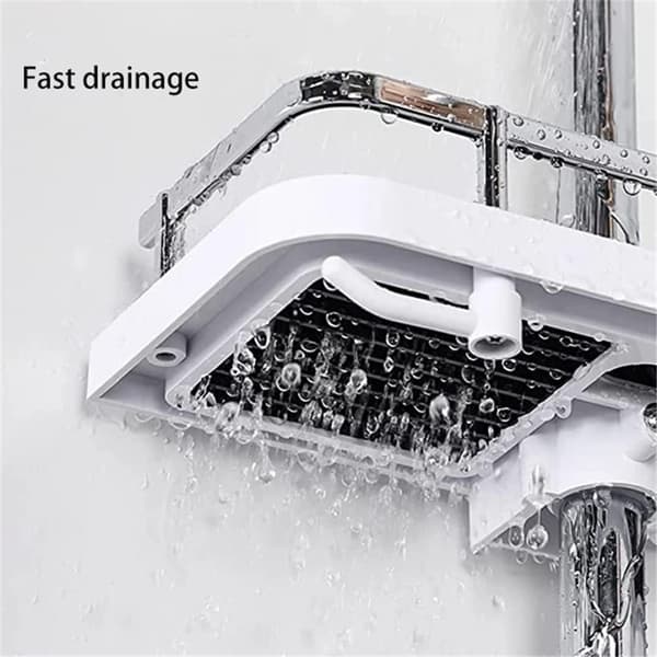 Brusehylde 2-i-1 Stang Organizer, Multifunktionel Holder Uden Bor, Justerbart Beslag