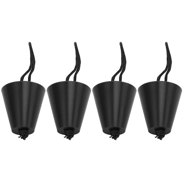 4 stk. Scupper Plug Kit med snor Fleksible silikone drænhuller Stopprop Universal til kajakker Kanoer Sort
