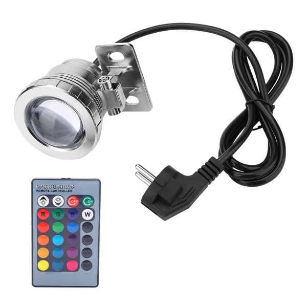 10W RGB utendørs vanntett LED-svømmebassenglys Hagelampe med fjernkontroll (sølv)/