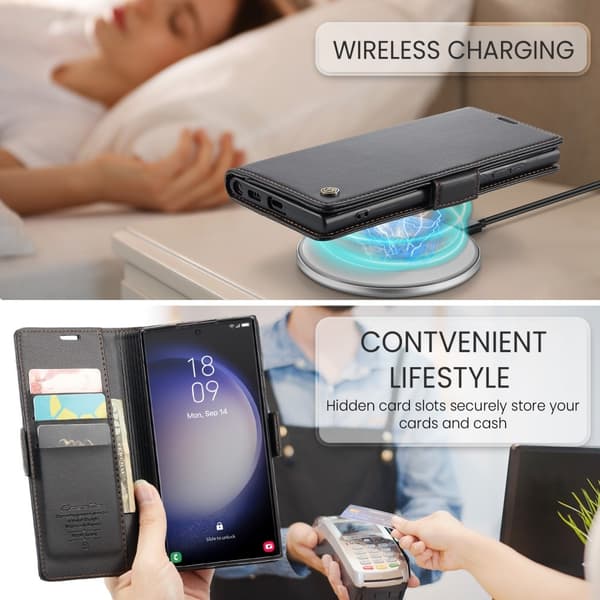 CASEME Galaxy S24 Ultra Etui Slim Litchi Læder Sort 88