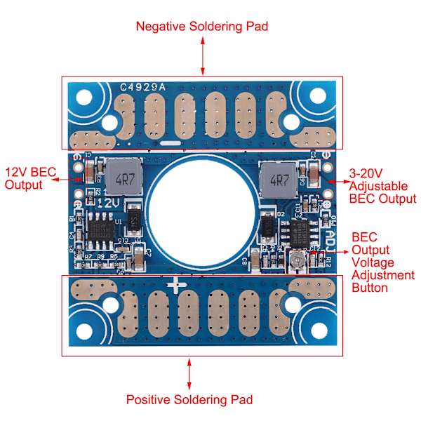 FPV Drone Tilbehør 5V 12V Justerbar Spænding BEC Udgang ESC Strømfordelingskort PDB