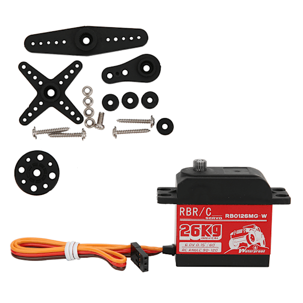 26KG Høy dreiemoment metallgir digital servo for 1/8 1/10 robot RC crawler bil båt RB0126MG-W