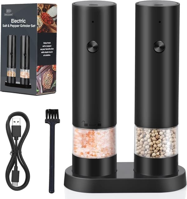 【BEMS】Electric Salt and Pepper Grinder - USB Rechargeable Electric Pepper Grinder with Compatible Storage Box