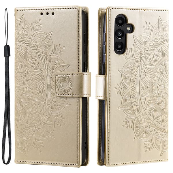 Kompatibel med Samsung S24+ Mandala Pung Etui Guld Guld gold