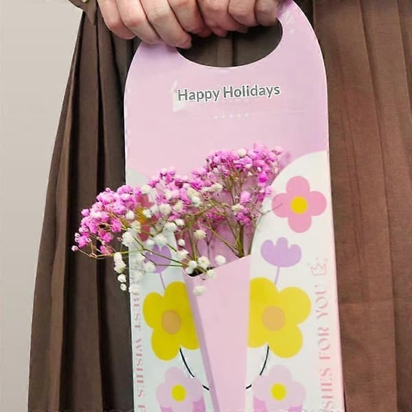 1 st blomlåda bukettförpackning julpapper handhållen bukettförpackningslåda alla hjärtans dag blomsterarrangemangslåda Blue