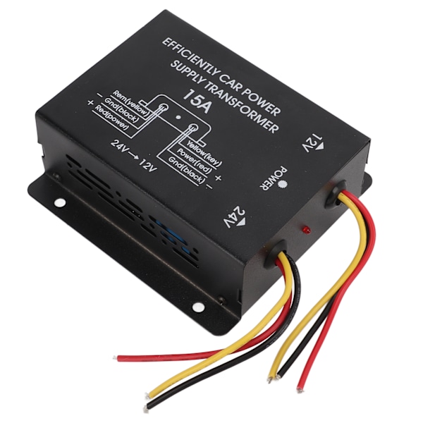 24V till 12V Buck Regulator 15A bilströmförsörjningsomvandlare 180W spänningsreducerare för lastbilar