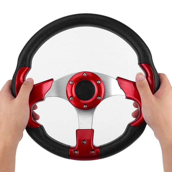 320mm/12,5 tum Racing Bilrattstyre med Tutknapp PVC Röd Färg Universal Modifierad Del