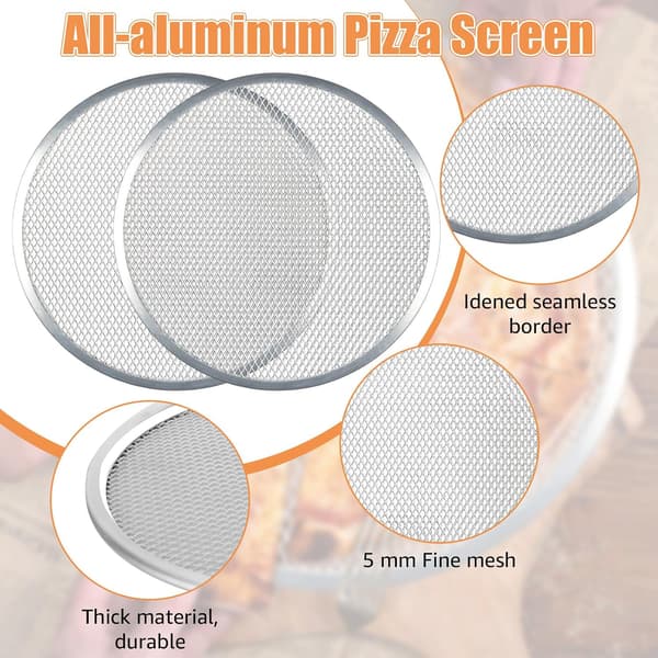 Sæt med 3 pizzagriller, 33 cm, aluminiumspizzabakker, runde pizzapander, grillriste