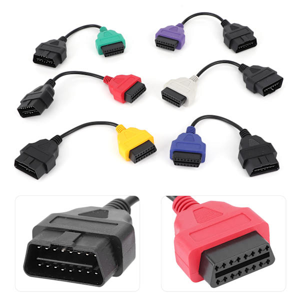 6-värinen Auto OBD2 -liittimen diagnostiikka-adapterikaapelisarja DC 12V Sopii Chryslerille