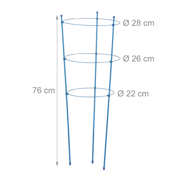 【BEMS】Växtstöd 76 cm blå, set om 6 1020