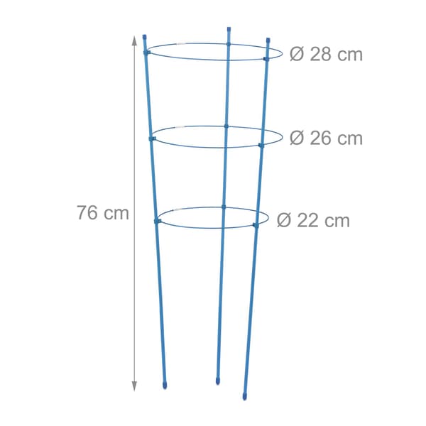 Plantestøtte 76 cm blå, sett med 6 1020