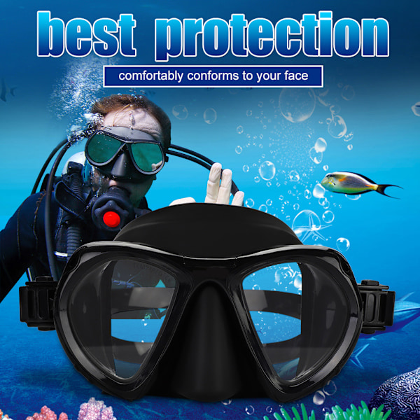 KEEP DIVING Bærbar Dykkemaske for Voksne - Svømmebriller Undervannsutstyr (Svart)