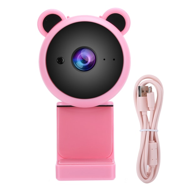 TIMH 1080P HD USB -tietokonekamera videotallennus digitaalinen web-kamera sisäänrakennettu mikrofoni suoraa lähetystä varten (vaaleanpunainen)