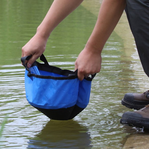 PVC Fällbar Rund Hink Tvätthög för Utomhus Camping Picknick Blå