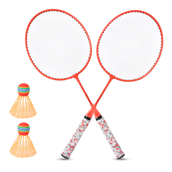 Badmintonracket för barn med 2 bollar Set Utomhus Sport Spel Barn Pojkar Flickor Leksak Fluorescerande Orange